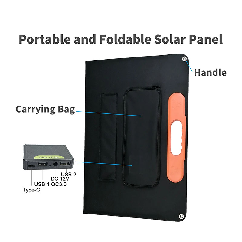 60W 100W 120W 200W Handbrite preto dobrável painel solar A 